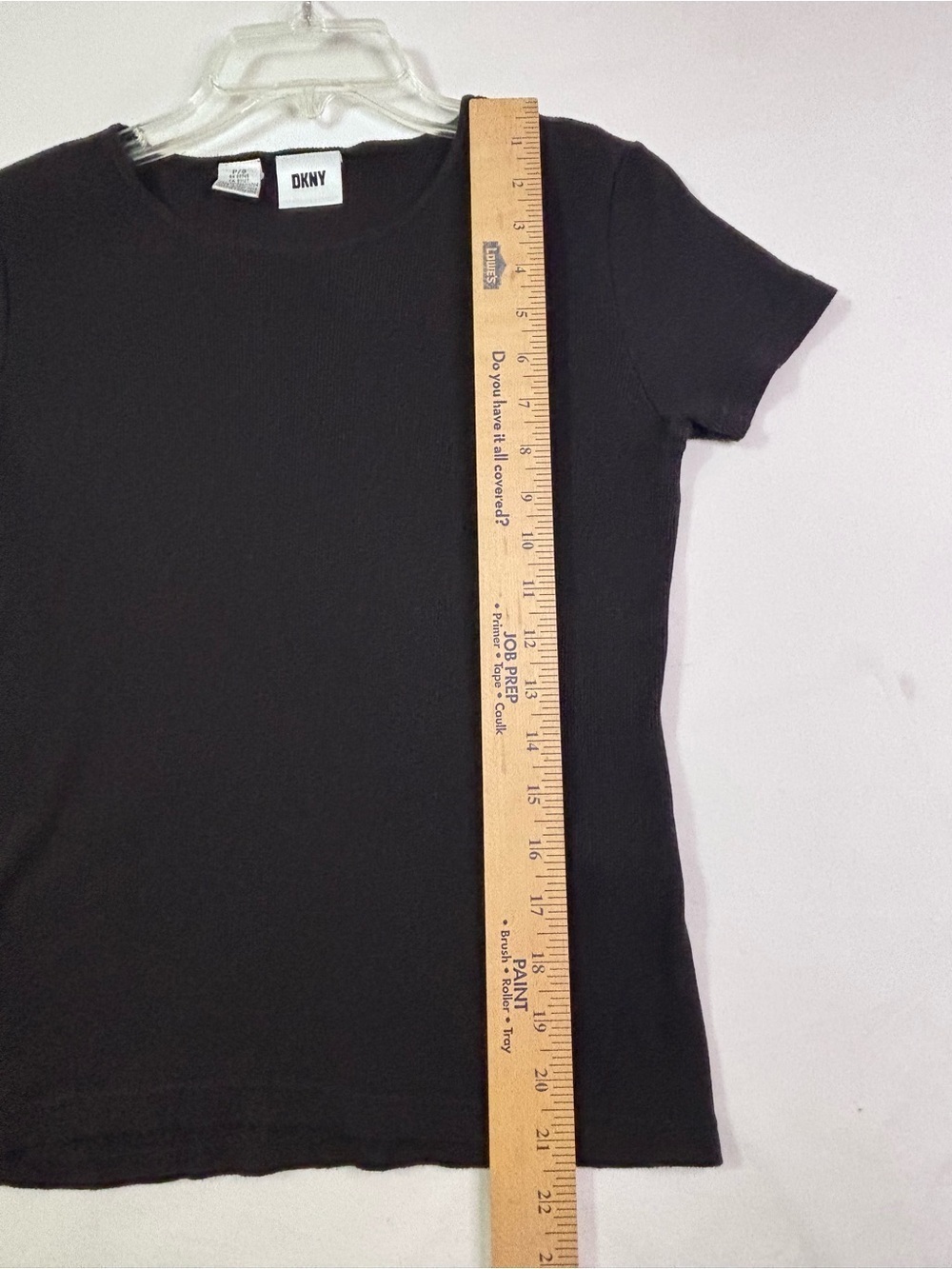 DKNY Black Ribbed Baby Tee - Short Sleeve Crew Neck - Size P/S - Picture 6 of 9
